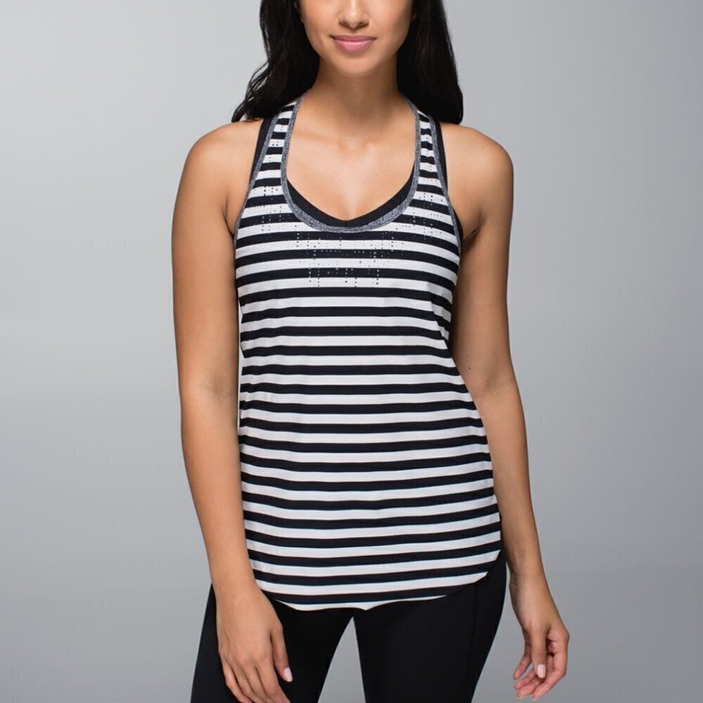 Lululemon Water Bound Singlet Apex Stripe Printed Black Dune/Black/Burlap